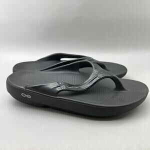 OOFOS Oolala Cushion Thong Flip‎ Flop Women Size 7 Black Comfort Slip On Sandals